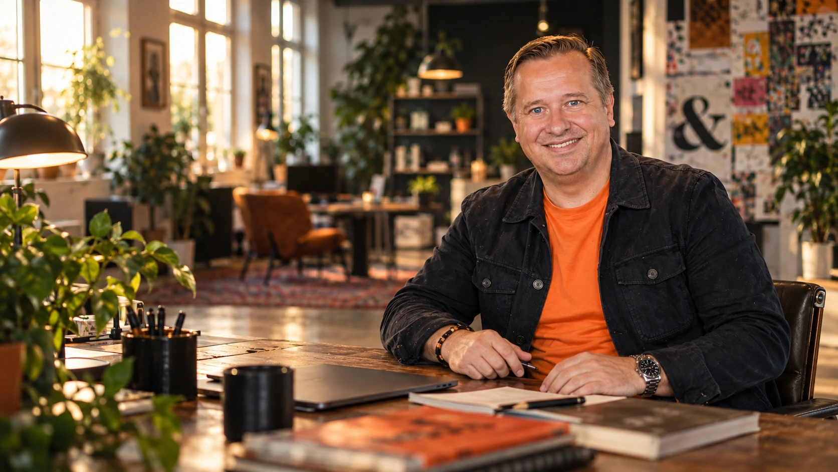 Niklas Jeppsson in a warmly lit creative studio